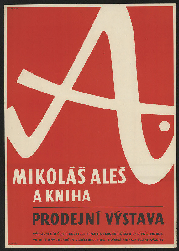 Jaroslav Šváb – Mikoláš Aleš a kniha. Prodejní výstava, síň Čs. spisovatel 9.VI.-2.-VII.1956 