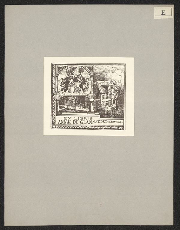 Eilmar von Eschwege – Ex libris Annae de Glan nat de Eschwege 