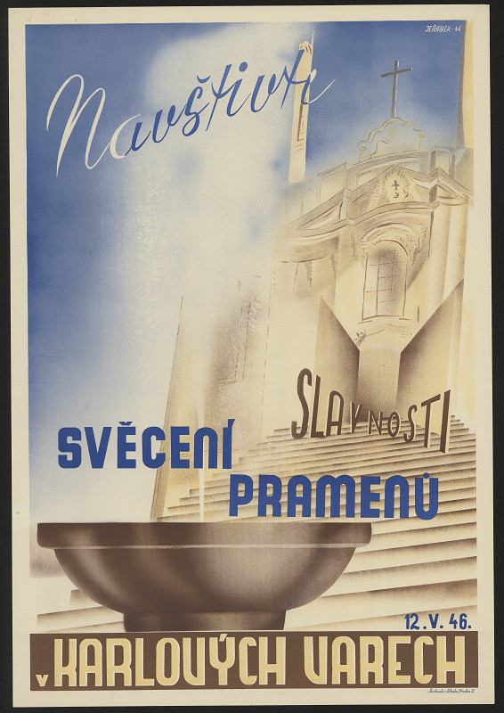 J. Jeřábek – Navštivte slavnosti svěcení pramenů v Karlových Varech 12.5.1946 