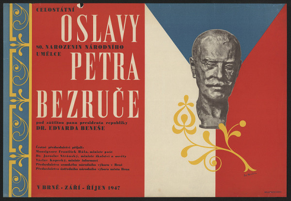 Eduard Milén – Celostátní oslavy 80. narozenin nár. umělce Petra Bazruče v Brně, září-říjen 1947 