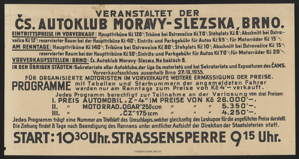 neznámý – Veranstaltet der Čs.autoklub Moravy-Slezska, Brno ... Ostrovačice 