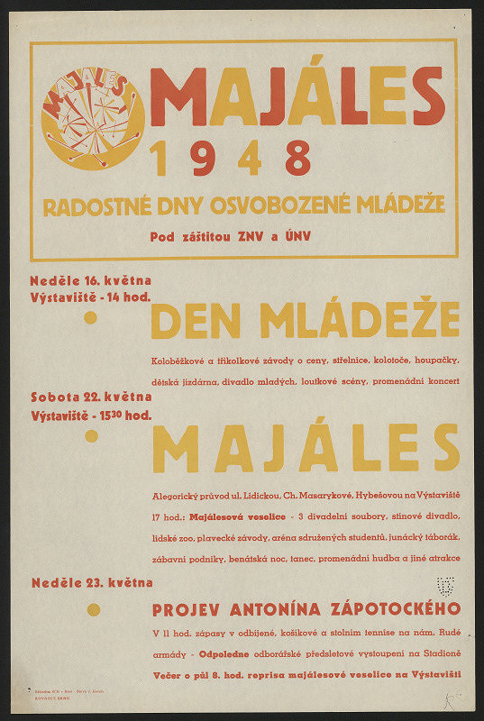 Josef Kadula – Majáles 1948, Den mládeže Brno. ..projev A. Zápotockého 