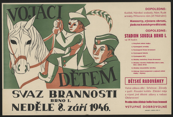 neznámý – Vojáci dětem. Dětské radovánky. Stadion Sokola Brno, 8.9.1946 