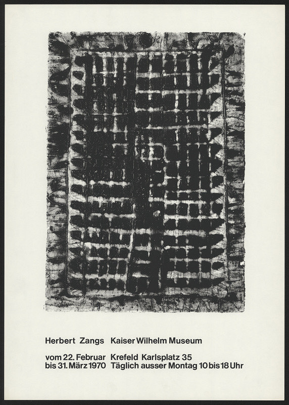 Herbert Zangs – Herbert Zangs, Kaiser Wilhelm Museum, Krefeld 1970 