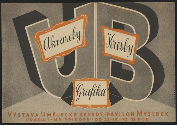 Karel Šourek – UB -  akvarely, kresby, grafika. Býstava Umělecké besedy, pavilon Mylsbek 
