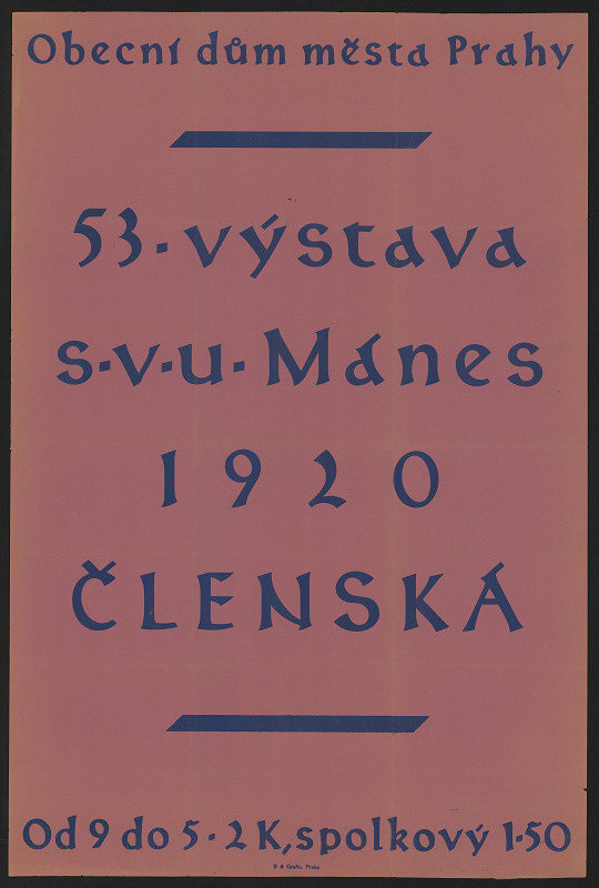 neznámý – 53. výstava S.V.U. Mánes 1920, členská, Obecný dům měs. Prahy 
