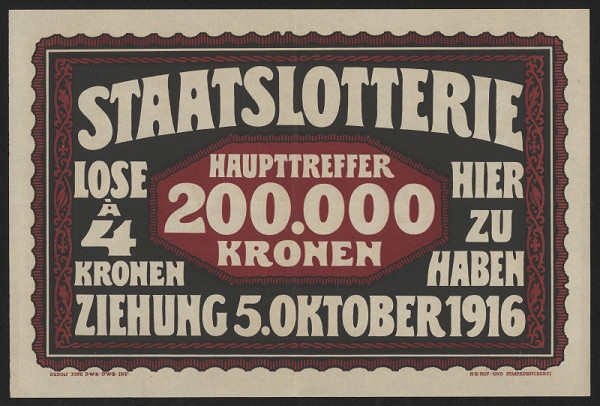 Rudolf Jung – Staatslotterie Lose ... Ziehung 5. Oktober 1916 
