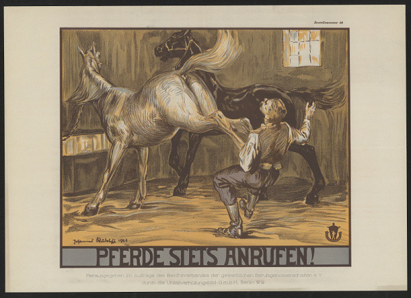 Johannes Rüdolphi(?) – Pferde stets anrufen! Unfallverhnetunsbild GMBH 