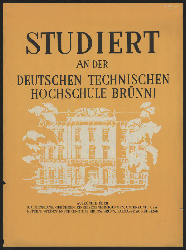 neznámý – Studiert an der Deutschen Technischen Hochschule Brünn! Brün Talgasse 19 