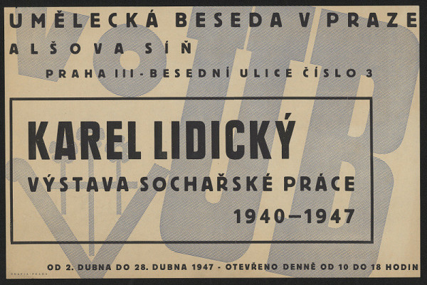 neznámý – Umělecká beseda v Praze, Alšova síň, Karel Lidický, výstava sochařské práce 1940-1947 
