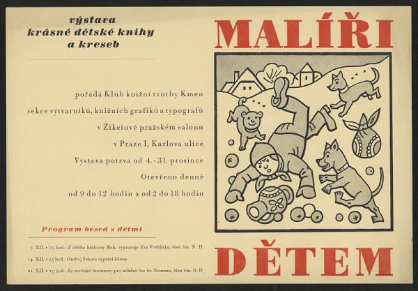 Josef Lada – Malíři dětem, výstava krásné dětské knihy a kreseb 1.-31.12. (b.r.) 