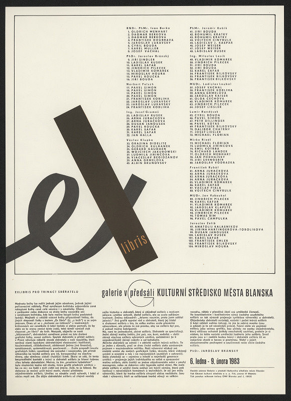 neznámý – Ex libris, Galerie v předsálí, Kulturní středisko m. Blanska ...1983 