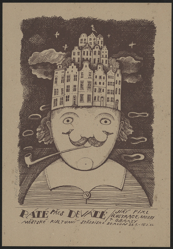 Jiří Fixl – Páté přes deváté, Jiří Fixl, ilustrace, kresby, obrazy. Měst. kult. středisko Beroun 1982 
