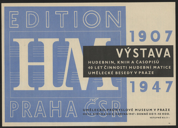 neznámý – Výstava hudebnin, knih a časopisů, 40 let činnosti Hudební matice UB v Praze 1907-1947, UMPRUM 