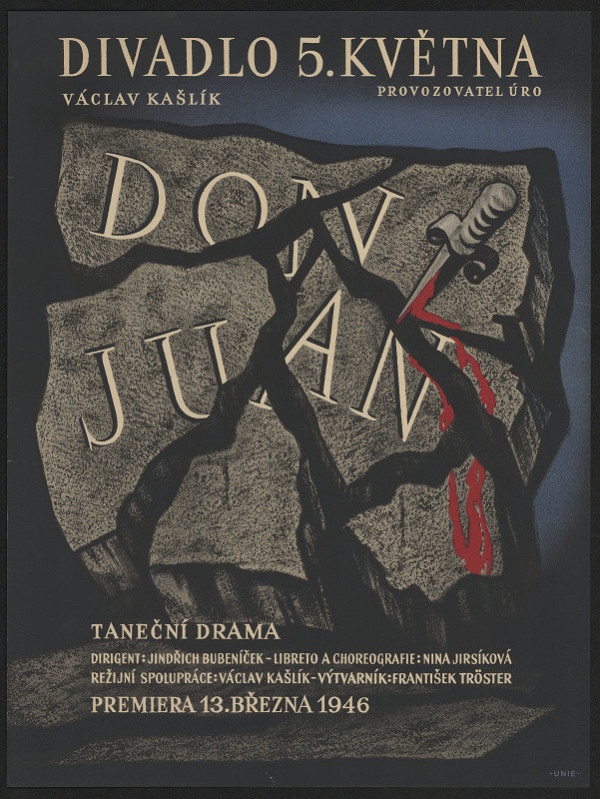 neznámý – Divadlo 5. května, provozovatel ÚRO, Václav Kašlík, Don Juan, taneční drama ... 1946 