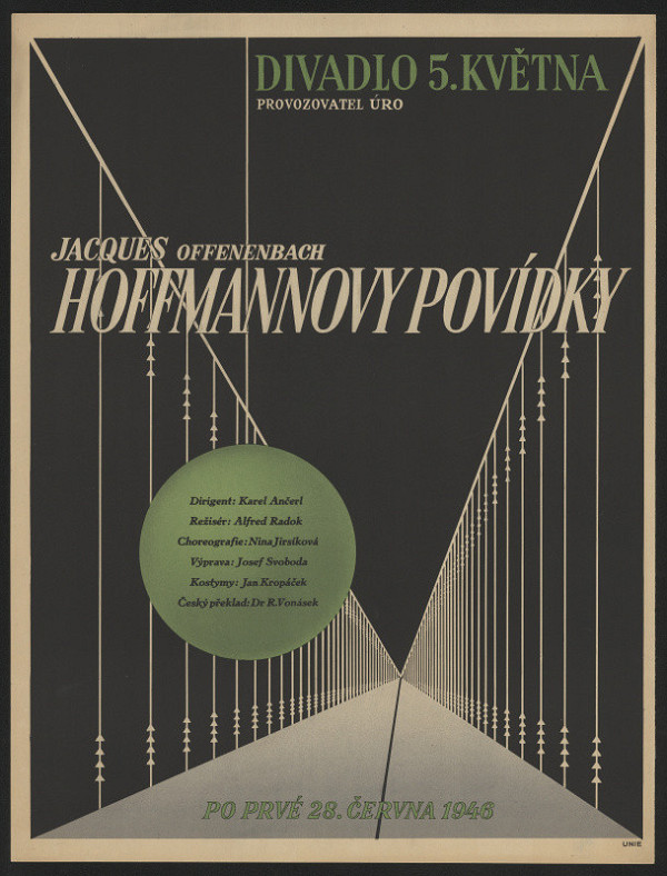 neznámý – Divadlo 5. května, provozovatel ÚRO, Offenbach, Hoffmannovy povídky ...1946 