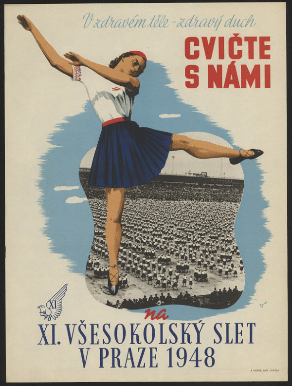 signatura Č + F – Cvičtě s námi na XI. všesokolský slet v Praze 1948 