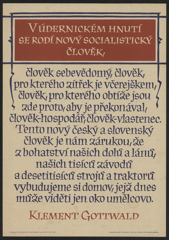 Oldřich Menhart – V úderníckém hnutí se rodí nový socialistický člověk ... Kl. Gottwald 
