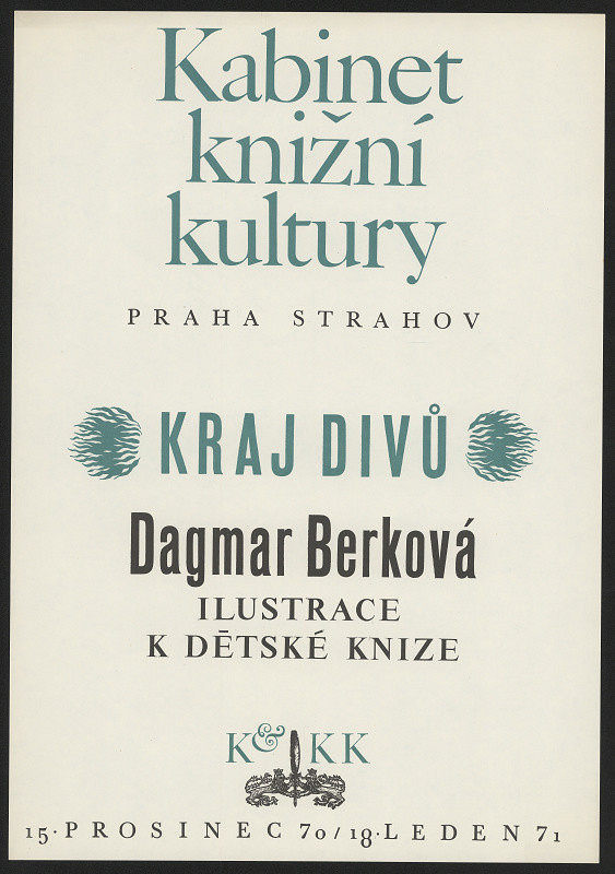 neznámý – Kabinet knižní kultury. Kraj divů, Dagmar Berková, ilustrace k dětské knize Praha Strahov,  pros.70- led. 71, KKK 