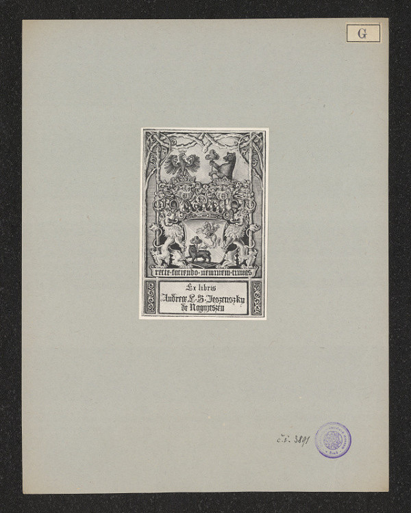 P. von Ghyczy – Exlibris Andrea L.B.Jeszenszky de Nagyjeszen 