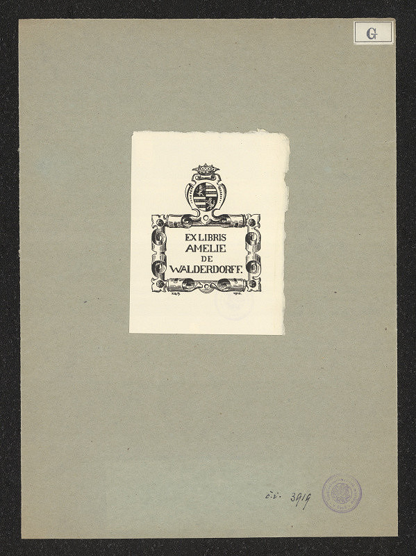 Kitty von Gise (Prinzessin zu Hohenlohe) – Exlibris Amelie de Walderdorf 