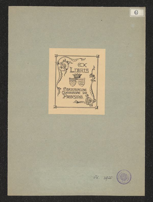 Kitty von Gise (Prinzessin zu Hohenlohe) – Exlibris Christianae Comitissae de Preysing 