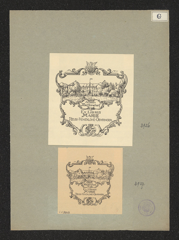 Kitty von Gise (Prinzessin zu Hohenlohe) – Exlibris Marie Reuss-Hohenlohe  - Oehringen 