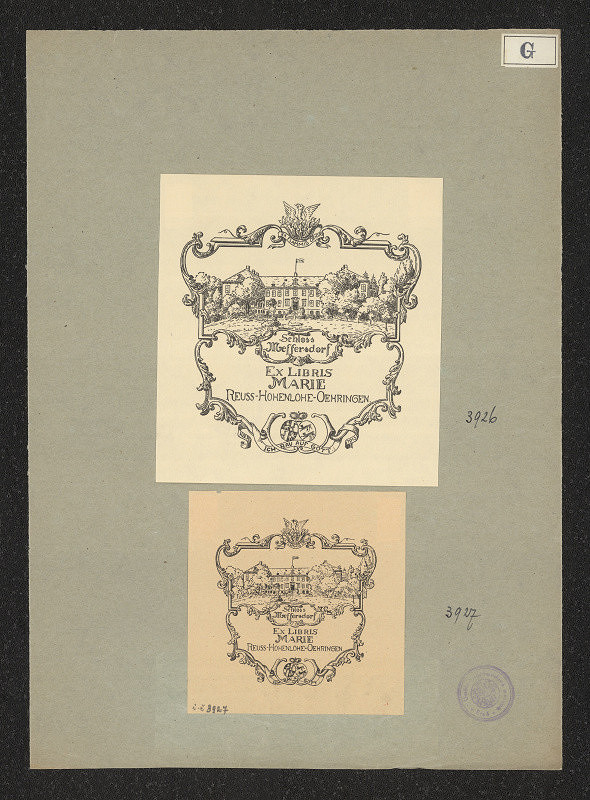Kitty von Gise (Prinzessin zu Hohenlohe) – Exlibris Marie Reuss-Hohenlohe -Oehringen 