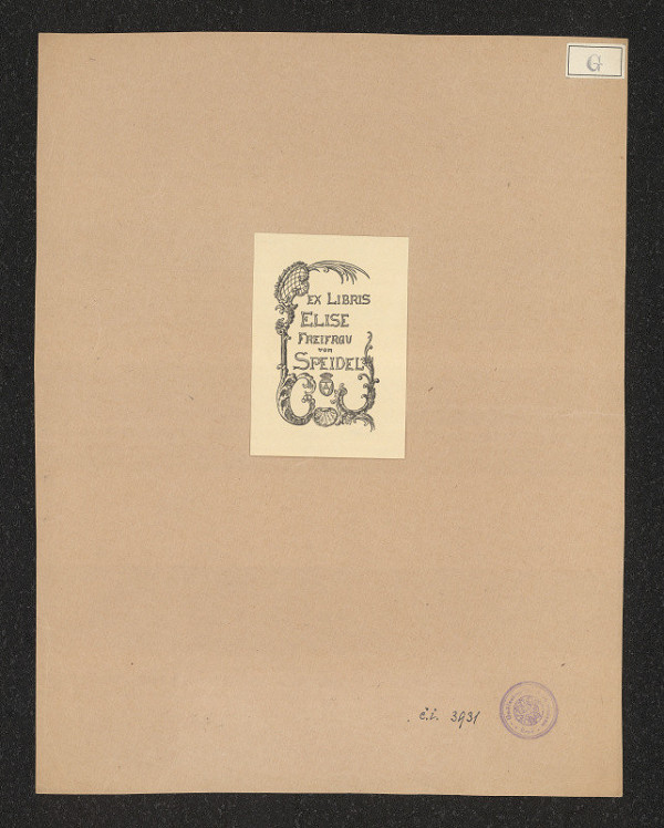 Kitty von Gise (Prinzessin zu Hohenlohe) – Ex libris Elise Freifrau von Speidel 