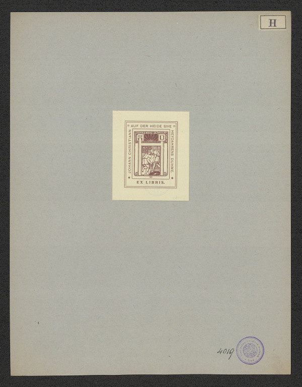 Albert Halin – Ex libris Johann Christiann auf der Heide Sive - Heydahres Duhme 