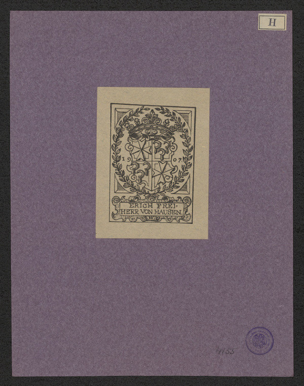 Erich Franz von Hausen – Ex libris Erich Freiherr von Hausen 