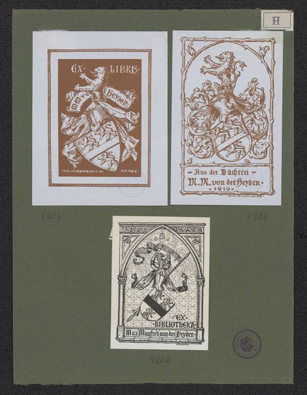 Max Manfred von der Heyden – Ex libris M. M. v. der Heyden 
