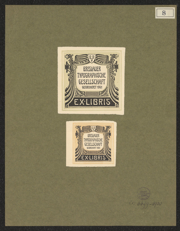 Maxim Schultes – Ex libris Breslauer Typographische Gesellschaft 