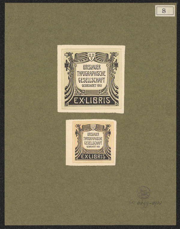 Maxim Schultes – Ex libris Breslauer Typographische Gesellschaft 