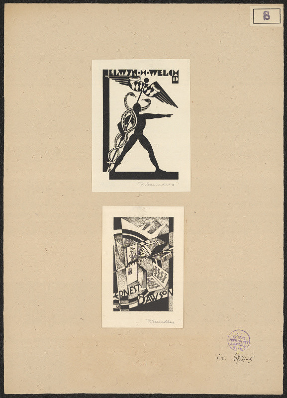 R. Sanuders – Ex libris Elwyn Welom 