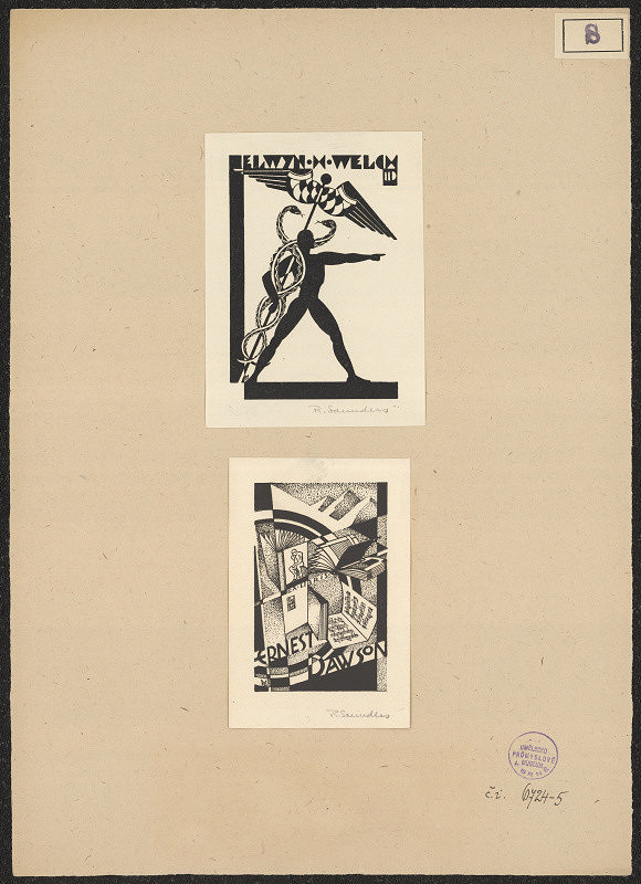 R. Sanuders – Ex libris Ernest Dawson 