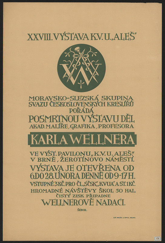 Oldřich Šebor – Výstava K. Wellnera, KVU Aleš v Brně 