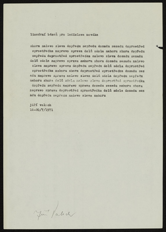 Ladislav Novák – Lineární báseň pro Ladislava Nováka 