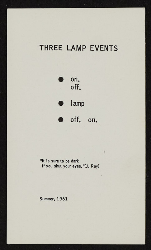 George Brecht – Three lamp events from Water Yam 