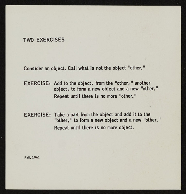 George Brecht – Two Excercises from Water Yam 