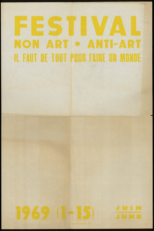Ben Vautier – Plakát k akci Non-Art Ani-Art Festival, červenec 1. - 15.1969 