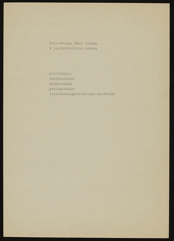 Dezider Tóth – Pozorovanie Ezru Pounda v psychiatrickom ústave 
