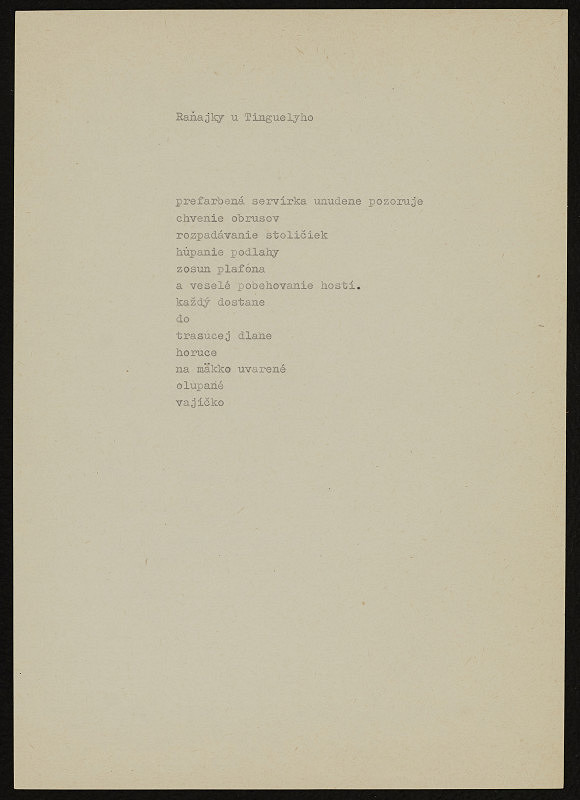 Dezider Tóth – Raňajky u Tinguelyho 