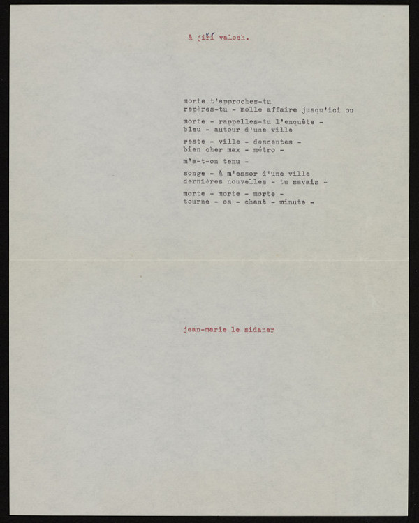 Jean-Marie le Sidaner – A Jiří Valoch 