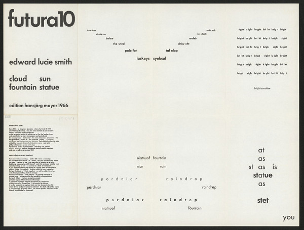 Edward Lucie-Smith – Cloud Sun Fountain Statue, Futura 10 edition Hansjörg Mayer, Stuttgart, Germany (1-26) 