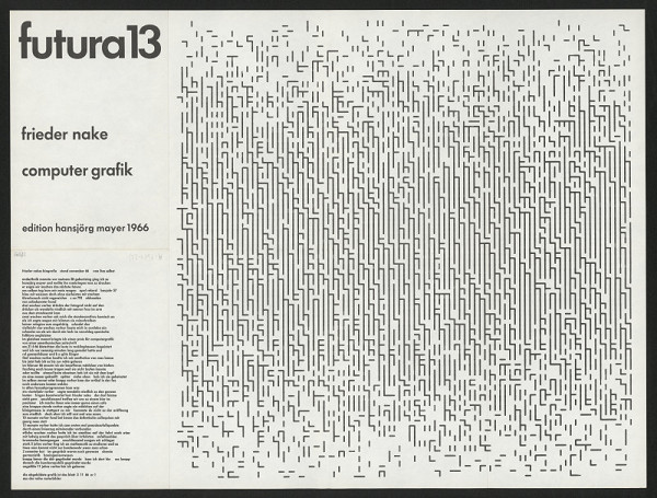 Frieder Nake – Computer Grafik, Futura 13 edition Hansjörg Mayer, Stuttgart, Germany (1-26) 