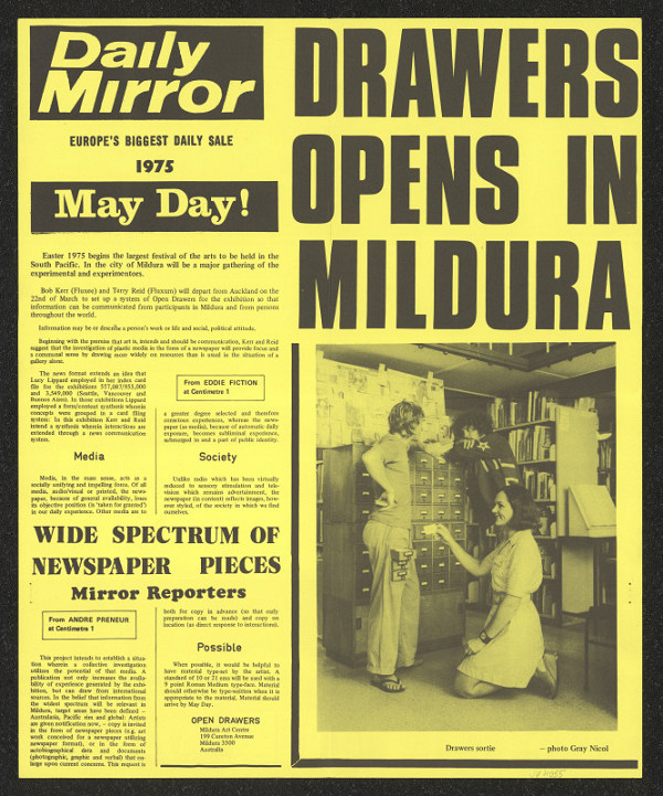 Mildura Art Centre – plakát k výstavě Drawers opens in Mildura Austrálie 