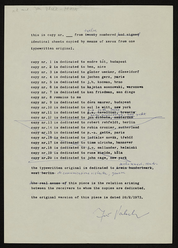 Jiří Valoch – Dedication piece (skica) 