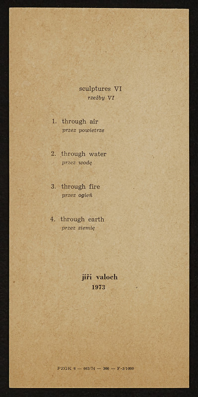 Jiří Valoch – Sculptures VI / rzeźby VI 