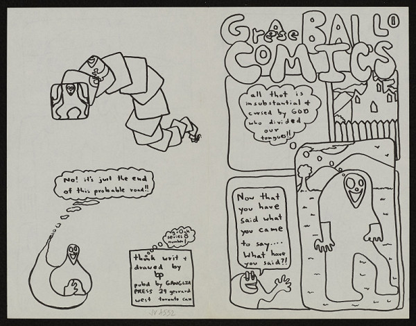 Barrie Phillip Nichol – Grease Ball Comics, Ganglia Press, grOnk series 8#1, 1970, Toronto Kanada 